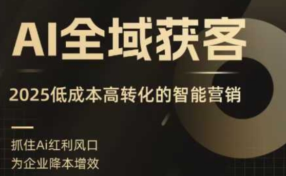 AI全域获客实训营,2025低成本高转化的智能营销,精准找客,高效营销-网赚副业网