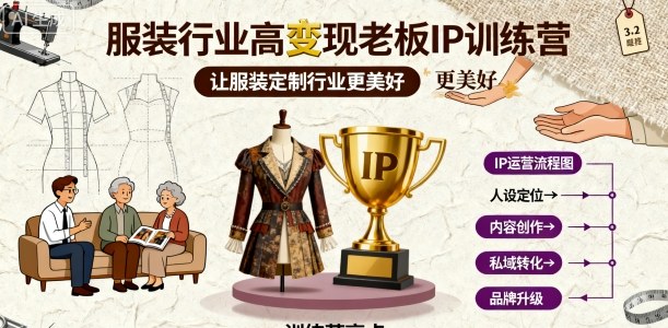服装行业高变现老板IP训练营,让服装定制行业更美好-网赚副业网