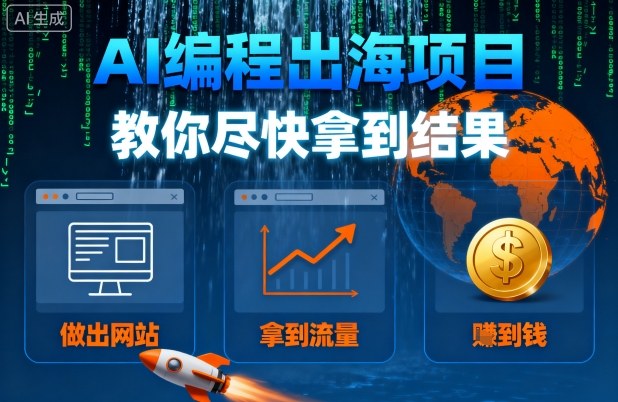 AI编程出海项目,教你尽快拿到结果-做出网站、拿到流量、賺到钱-网赚副业网