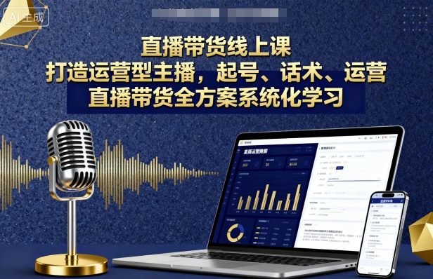 直播带货线上课,打造运营型主播,起号、话术、运营,直播带货全方案系统化学习-网赚副业网