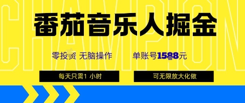 番茄音乐人掘金,单账号最高可撸1k+,可无限矩阵去做,零投入-网赚副业网