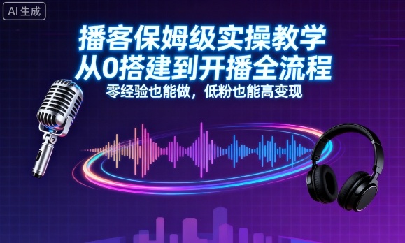 播客保姆级实操教学,从0搭建到开播全流程,零经验也能做,低粉也能高变现-网赚副业网