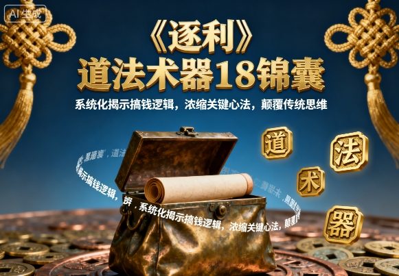 《逐利》道法术器18锦囊,系统化揭示搞钱逻辑,浓缩关键心法,颠覆传统思维-网赚副业网