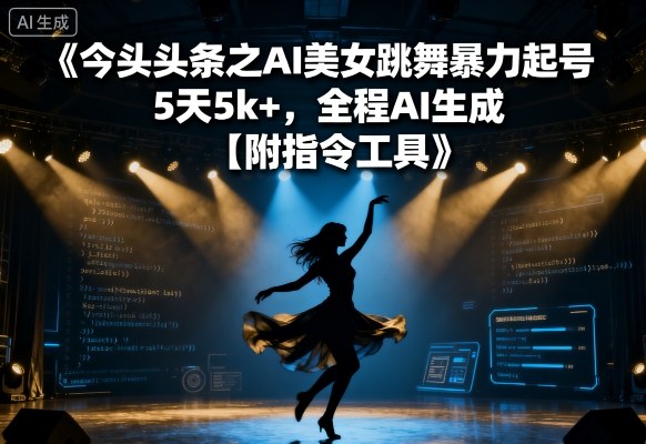 今日头条之AI美女跳舞暴力起号,5天1k+,全程AI生成【附指令工具】-网赚副业网