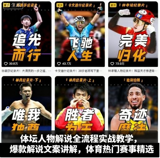 体坛人物解说全流程实战教学,爆款解说文案讲解,体育热门赛事精选-网赚副业网