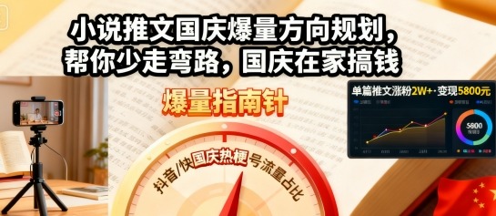 小说推文国庆爆量方向规划,帮你少走弯路,国庆在家搞钱-网赚副业网