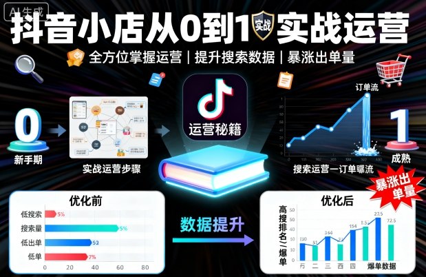 抖音小店从0到1实战运营,帮你全方位掌握小店运营,提升搜索数据与出单量-网赚副业网