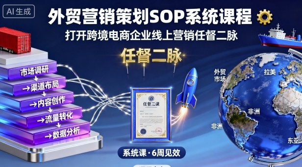 外贸营销策划SOP系统课程,打开跨境电商企业线上营销任督二脉-网赚副业网