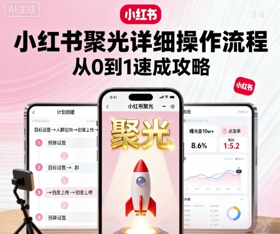 小红书聚光详细操作流程,小红书聚光从0到1速成攻略-网赚副业网