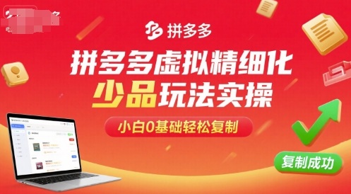 拼多多虚拟精细化少品玩法实操，小白0基础轻松复制-网赚副业网