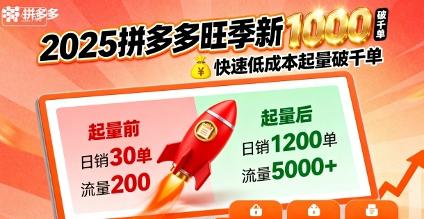 2025拼多多旺季新老店铺——快速低成本起量破千单-网赚副业网