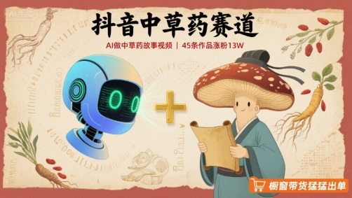 抖音中草药赛道,用AI做中草药故事视频,45条作品涨粉13W,橱窗带货猛猛出单-网赚副业网