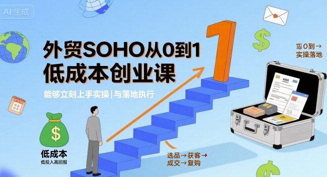 外贸SOHO从0到1低成本创业课,能够立刻上手实操与落地执行-网赚副业网