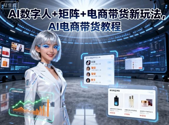 AI数字人+矩阵+电商带货新玩法,AI电商带货教程-网赚副业网