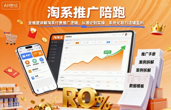 淘系推广陪跑,全维度讲解淘系付费推广逻辑,从理论到实操,系统化助力店铺盈利-网赚副业网