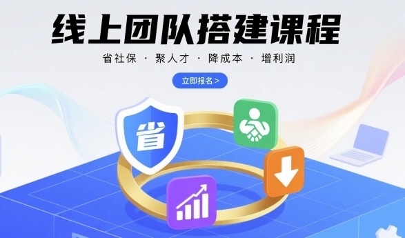 线上团队搭建课程，省社保，聚人才，降成本，增利润，团队管理必看-网赚副业网