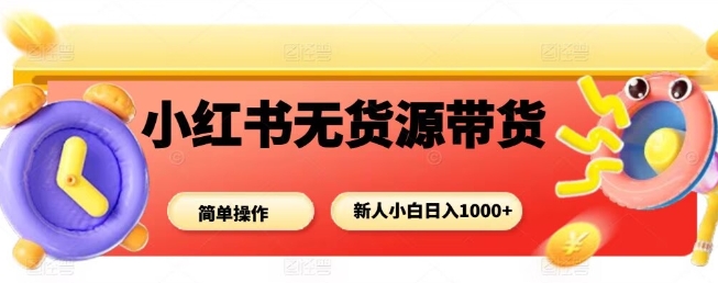 小红书无货源带货项目,简单无脑,新人小白日入多张-网赚副业网