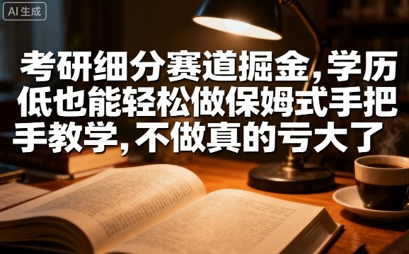 考研细分赛道掘金,日入1k+,学历低也能轻松做保姆式手把手教学,不做真的亏大了【揭秘】-网赚副业网