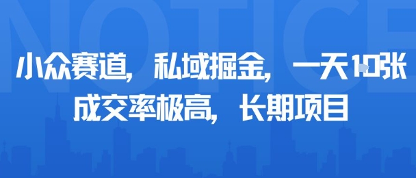 小众赛道，私域掘金，一天多张，成交率极高，长期项目-网赚副业网
