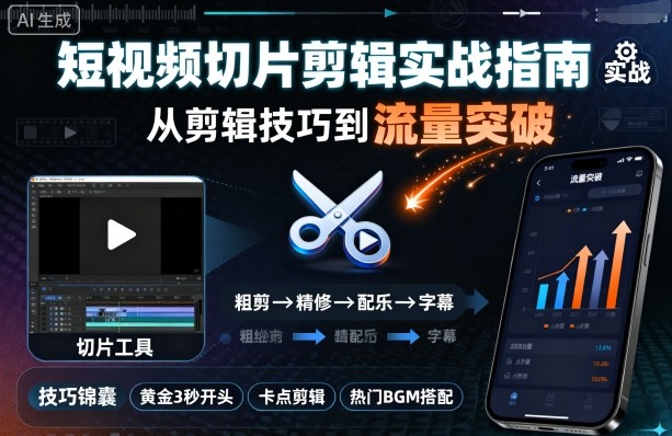 短视频切片剪辑实战指南,从剪辑技巧到流量突破-网赚副业网