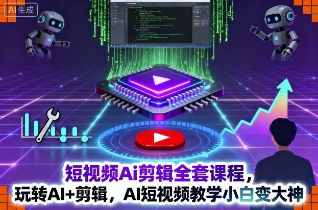 短视频Ai剪辑全套课程,玩转AI+剪辑,AI短视频教学小白变大神-网赚副业网