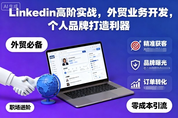 Linkedin高阶实战,外贸业务开发,个人品牌打造利器-网赚副业网