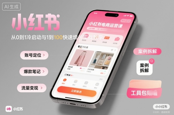小红书电商运营课:从0到1冷启动与1到100快速增长实战教学-网赚副业网