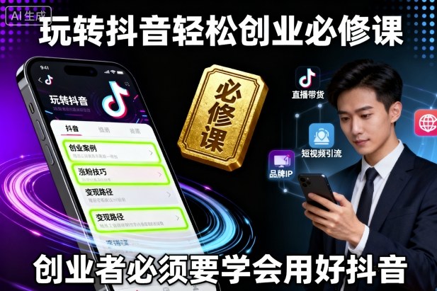 玩转抖音轻松创业必修课,创业者必须要学会用好抖音-网赚副业网