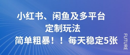 小红书、闲鱼及多平台定制玩法简单粗暴！每天稳定5张-网赚副业网