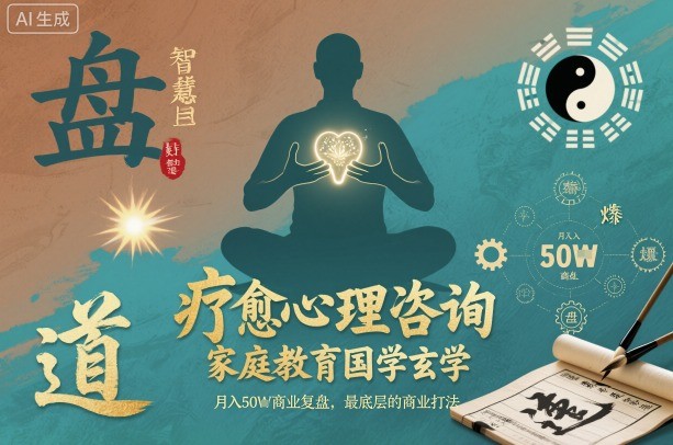 疗愈心理咨询,家庭教育国学玄学,月入50个商业复盘,最底层的商业打法-网赚副业网