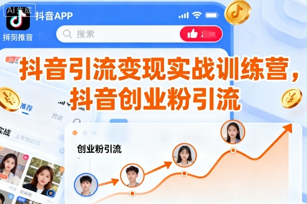 抖音引流变现实战训练营,抖音创业粉引流-网赚副业网