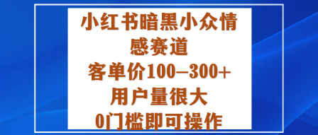 小红书暗黑小众情感赛道，客单价100-300+用户量很大，0门槛即可操作-网赚副业网
