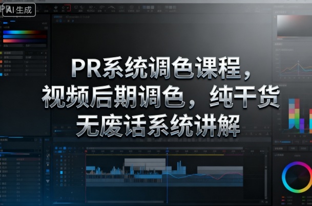 PR系统调色课程，视频后期调色，纯干货无废话系统讲解-网赚副业网