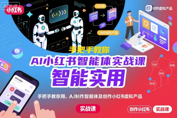 AI小红书智能体实战课,手把手教你用AI制作智能体及创作小红书虚拟产品,提效+内容商业化-网赚副业网