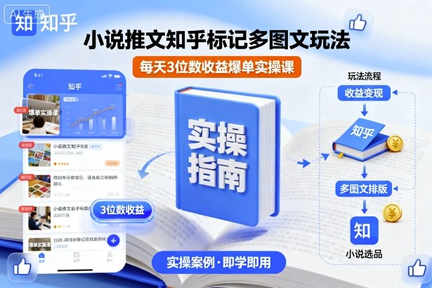 小说推文知乎标记多图文玩法,每天3位数收益爆单实操课-网赚副业网