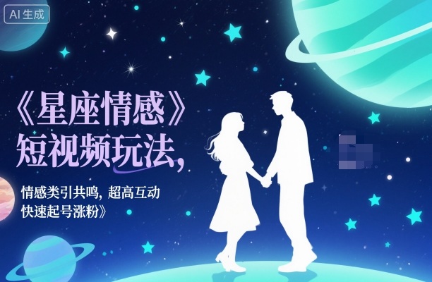 星座情感短视频玩法，情感类引共鸣，超高互动，快速起号涨粉-网赚副业网