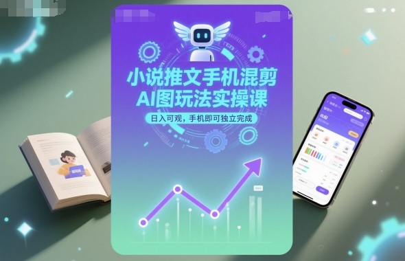 小说推文手机混剪AI图玩法实操课,日入可观,手机即可独立完成-网赚副业网