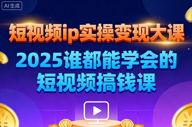 短视频ip实操变现大课,7月26-27日广州站线下课,2025谁都能学会的短视频搞钱课-网赚副业网