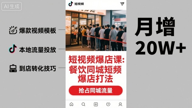 短视频爆店课,餐饮同城短视频爆店打法-网赚副业网