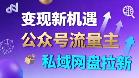 公众号流量主+私域网盘拉新,多方式变现,简单易上手,当天就有收益-网赚副业网