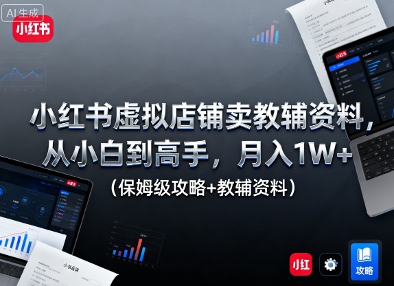 小红书虚拟店铺卖教辅资料,从小白到高手,月入1W+(保姆级攻略+教辅资料)-网赚副业网