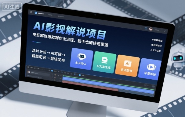 AI影视解说项目,电影解说爆款制作全流程,新手也能快速掌握-网赚副业网