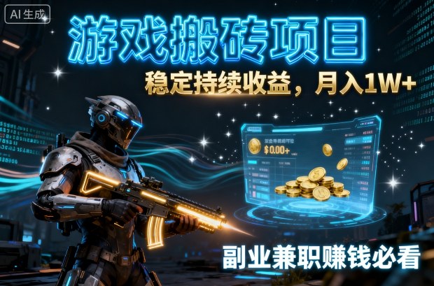 游戏搬砖项目,稳定持续收益,月入1W+,副业兼职賺钱必看【揭秘】-网赚副业网