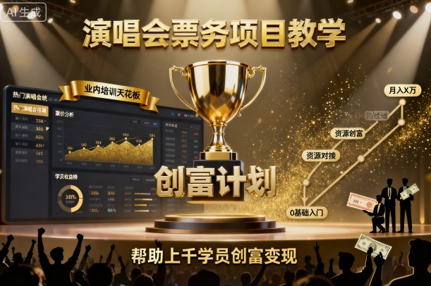 演唱会票务项目教学,业内培训天花板,帮助上千学员创富变现-网赚副业网
