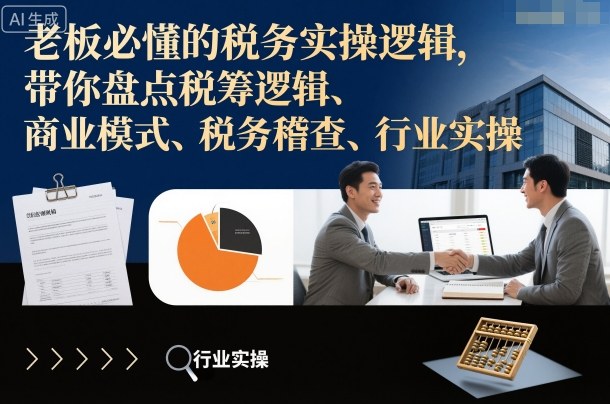 老板必懂的税务实操逻辑,带你盘点税筹逻辑、商业模式、税务稽查、行业实操-网赚副业网