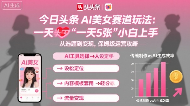 今日头条AI美女赛道玩法,一天轻松5张,小白轻松上手-网赚副业网