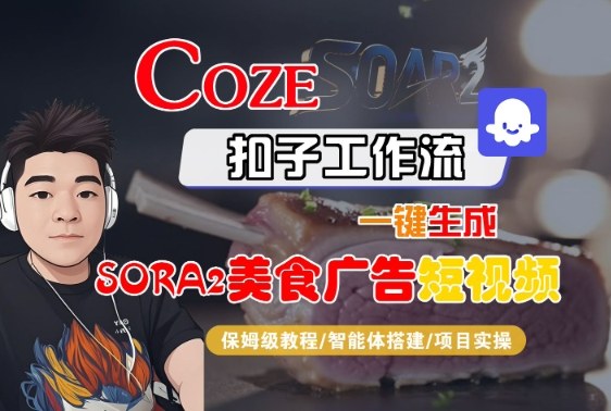 Coze扣子智能体工作流一键生成“SORA2美食广告“短视频，全流程保姆级教学-网赚副业网