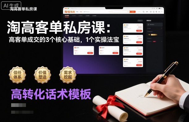 淘高客单私房课：高客单成交的3个核心基础，1个实操法宝-网赚副业网