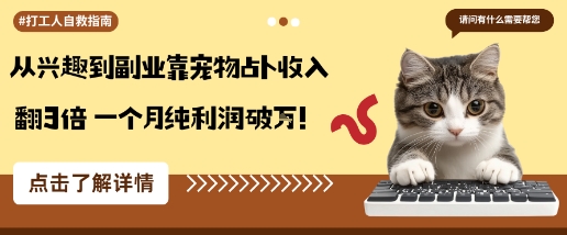 从兴趣到副业靠宠物占卜收入翻3倍一个月纯利润破W-网赚副业网