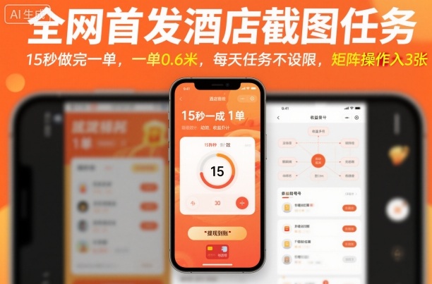 全网首发酒店截图任务,15秒做完一单,一单0.6米,每天任务不设限,矩阵操作日入3张【揭秘】-网赚副业网